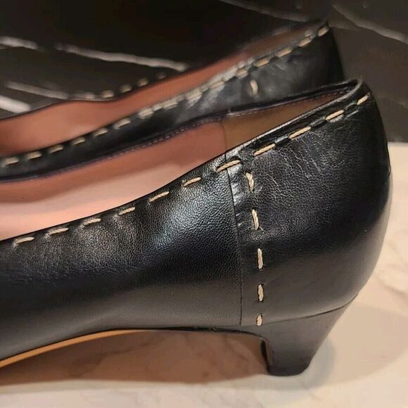 PRADA Ladys Shoes Black Leather Big Stitch Kitten Block Heels Quiet Luxury | 36½ - Picture 8 of 16